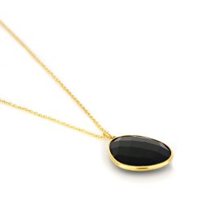 925 Sterling Silver necklace gold plated with Black Onyx - 