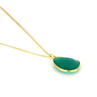 925 Sterling Silver necklace gold plated with Green Onyx - 