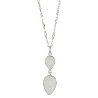 925 Sterling Silver necklace rhodium plated with two stones of Rainbow Moonstone in the form of a drop 925 Sterling Silver necklace rhodium plated with two stones of Rainbow Moonstone in the form of a drop