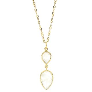 925 Sterling Silver necklace gold plated with two stones of Rainbow Moonstone in the form of a drop 925 Sterling Silver necklace gold plated with two stones of Rainbow Moonstone in the form of a drop
