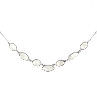 925 Sterling Silver necklace rhodium plated with seven stones of Rainbow Moonstone 925 Sterling Silver necklace rhodium plated with seven stones of Rainbow Moonstone
