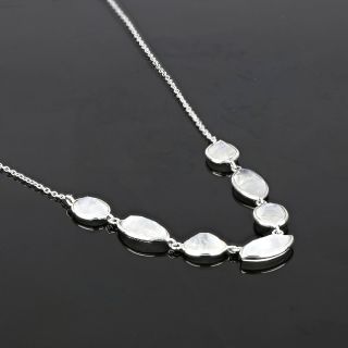 925 Sterling Silver necklace rhodium plated with seven stones of Rainbow Moonstone - 