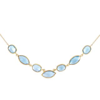 925 Sterling Silver necklace gold plated with seven stones of Blue Chalcedony 925 Sterling Silver necklace gold plated with seven stones of Blue Chalcedony