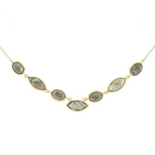 925 Sterling Silver necklace gold plated with seven stones of Labradorite 925 Sterling Silver necklace gold plated with seven stones of Labradorite