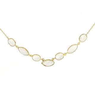 925 Sterling Silver necklace gold plated with seven stones of Rainbow Moonstone 925 Sterling Silver necklace gold plated with seven stones of Rainbow Moonstone