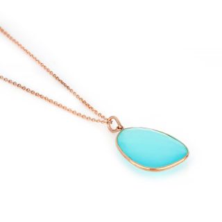925 Sterling Silver necklace rose gold plated with Aqua Chalcedony - 