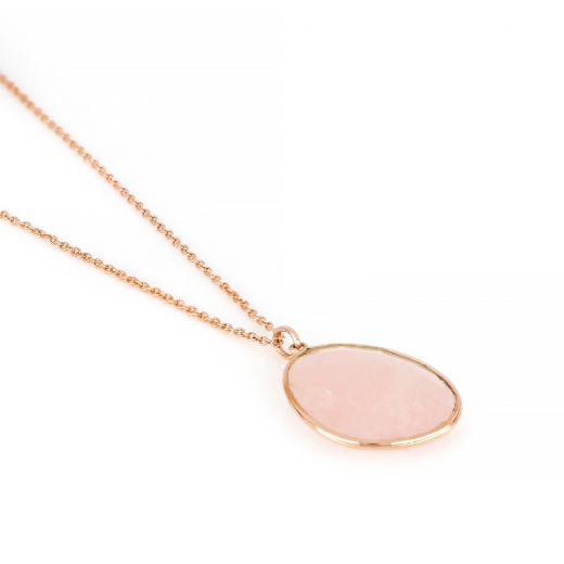 925 Sterling Silver necklace rose gold plated with rose quartz