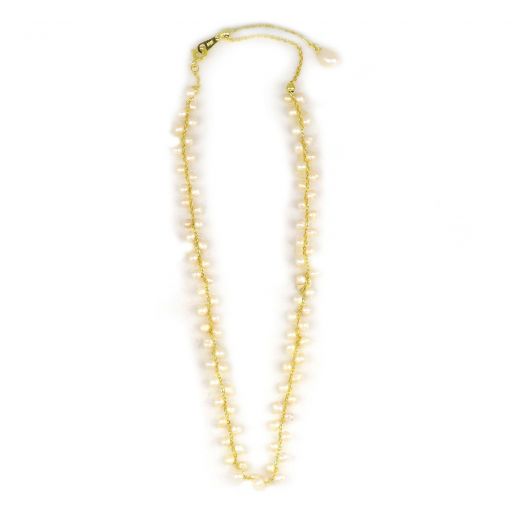 925 Sterling Silver necklace gold plated with fresh water Pearls