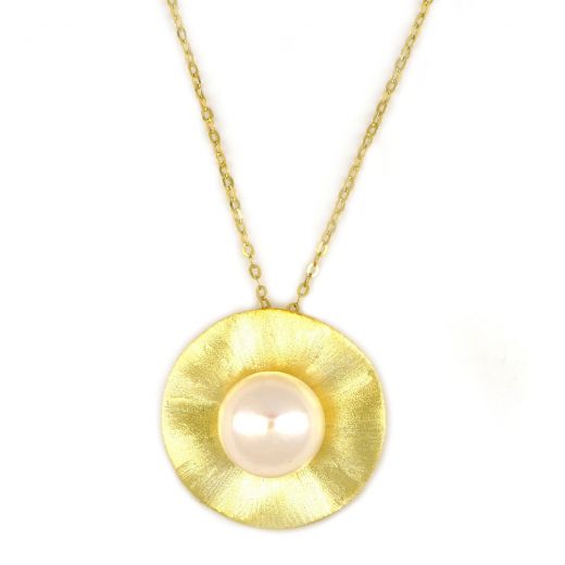925 Sterling Silver necklace gold plated with fresh water Pearls