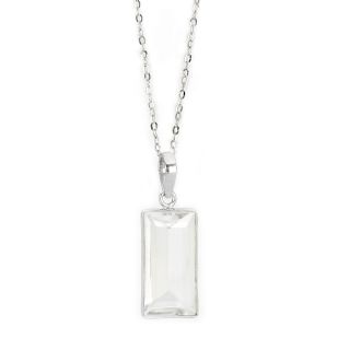 925 Sterling Silver necklace rhodium plated with crystal in rectangular shape 925 Sterling Silver necklace rhodium plated with crystal in rectangular shape