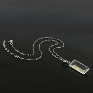 925 Sterling Silver necklace rhodium plated with crystal in rectangular shape - 