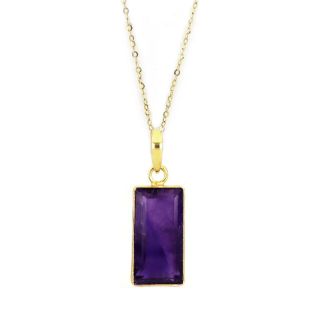 925 Sterling Silver necklace gold plated with amethyst in rectangular shape 925 Sterling Silver necklace gold plated with amethyst in rectangular shape