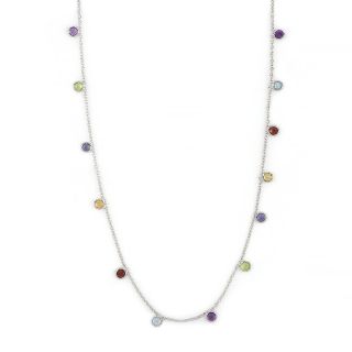 925 Sterling Silver necklace rhodium plated with multi semi precious  stones 925 Sterling Silver necklace rhodium plated with multi semi precious  stones