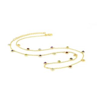 925 Sterling Silver necklace gold plated with multi semi precious  stones - 