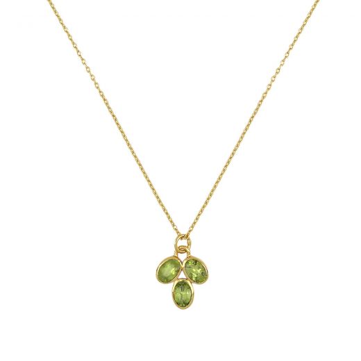 Handmade silver necklace gold plated with peridot stones