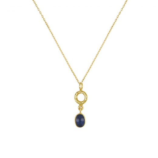 Handmade silver necklace gold plated with kyanite stone