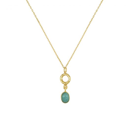 Handmade silver necklace gold plated with amazonite stone