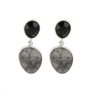 Χειροποίητα ασημένια σκουλαρίκια με ημιπολύτιμους λίθους