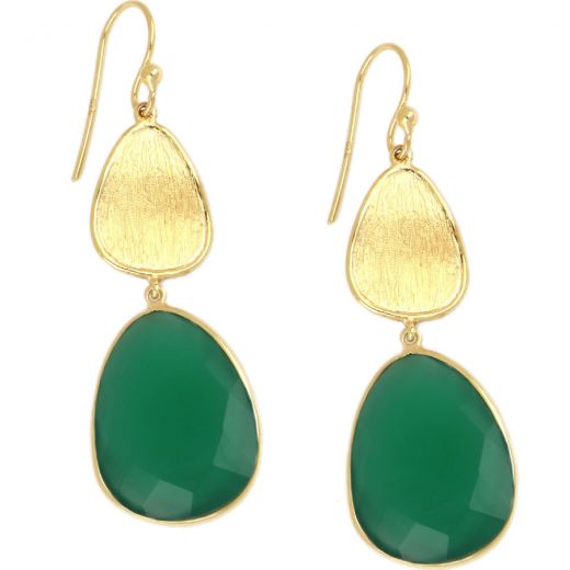 925 Sterling Silver earrings rhodium plated with Green Onyx