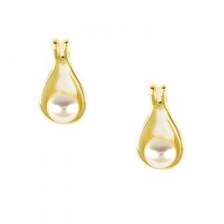 Χειροποίητα ασημένια σκουλαρίκια επιχρυσωμένα με φυσικά μαργαριτάρια