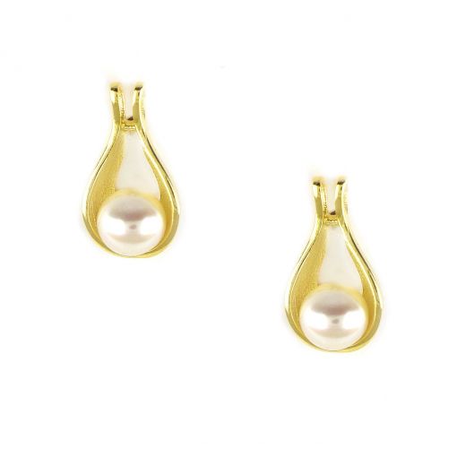 925 Sterling Silver earrings gold plated with fresh water Pearl