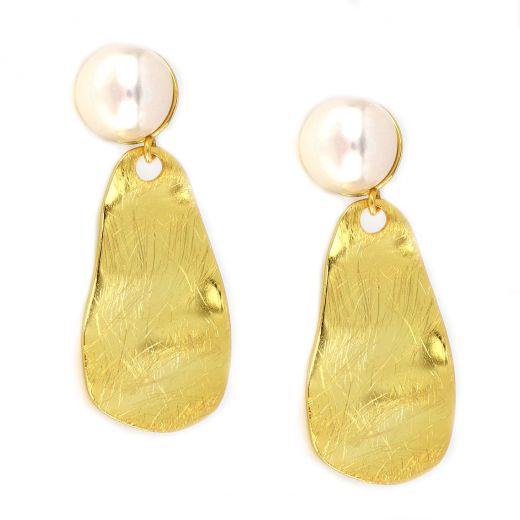 925 Sterling Silver earrings gold plated with fresh water Pearl