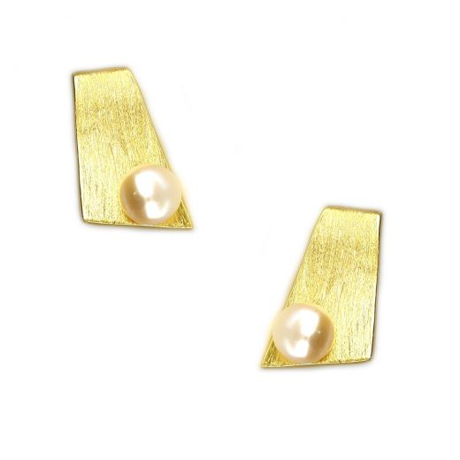 925 Sterling Silver earrings gold plated with fresh water Pearl