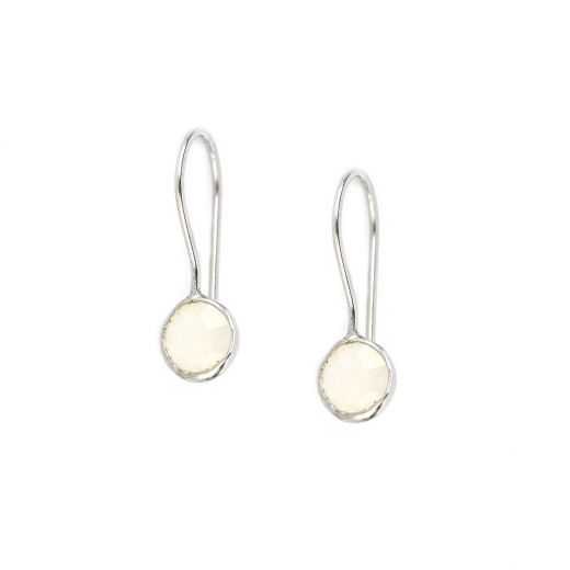 925 Sterling Silver earrings rhodium plated with rainbow moonstone