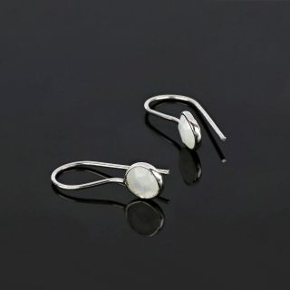 925 Sterling Silver earrings rhodium plated with rainbow moonstone - 