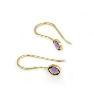 925 Sterling Silver earrings gold plated with round amethyst - 