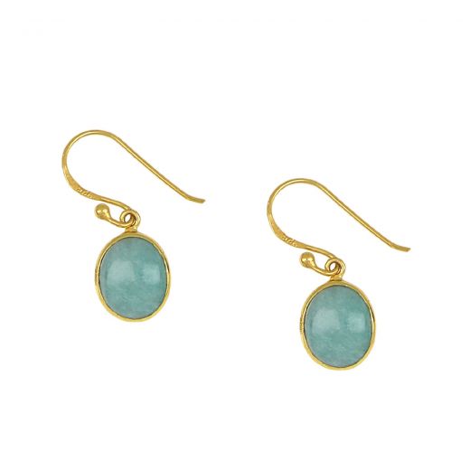 Handmade silver earrings gold plated with amazonite stone