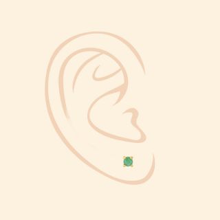 925 Sterling Silver earrings gold plated with round Emerald 3mm - 