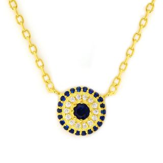 925 Sterling Silver gold plated necklace with an evil eye - 