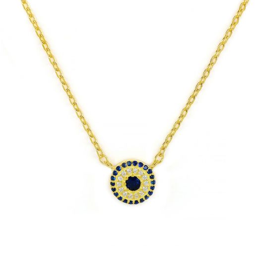 925 Sterling Silver gold plated necklace with an evil eye