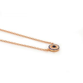 925 Sterling Silver rose gold plated necklace with an evil eye design - 