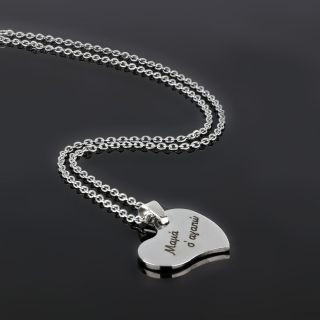 Steel necklace in heart's shape with laser engraving - 