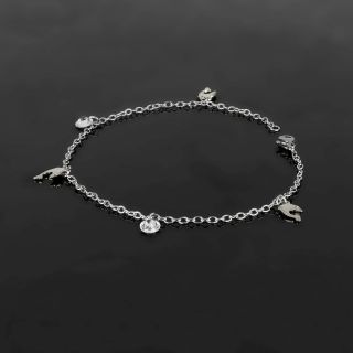 Anklet made of stainless steel with charms dolphins - 