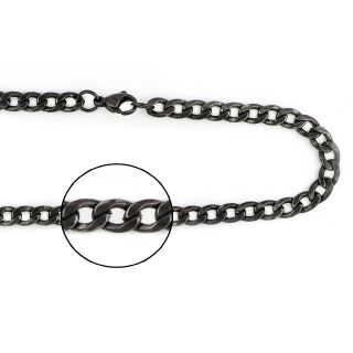 Chain black necklace made of stainless steel width 8 mm and length 50 or 55 or 60 cm - 