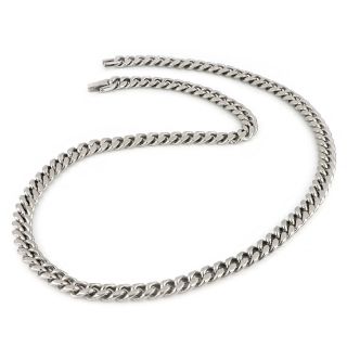 Chain thin necklace made of stainless steel width 8 mm and length 60 cm AL22123 - 