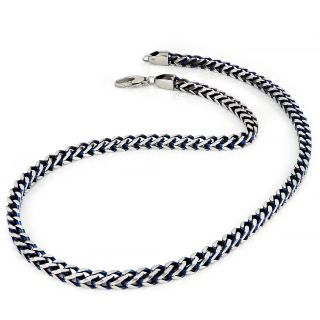 Chain necklace made of stainless steel fishbone with blue details - 